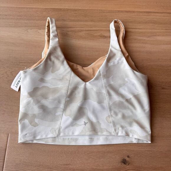 NWT Old Navy White Camo Light Support PowerSoft Long Line Sports Bra Size Large - Picture 3 of 3